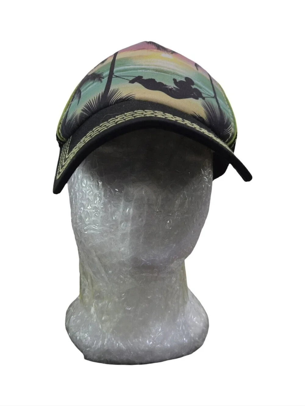 Disney Mickey Tropical Sunset Trucker Hat Palm Silhouette Travel Vacation Adult